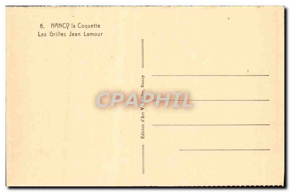 CPA Nancy Les Grilles Jean Lamour — Verso