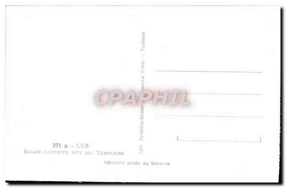 CPA Luz Eglise fortifiee dite des templiers — Verso