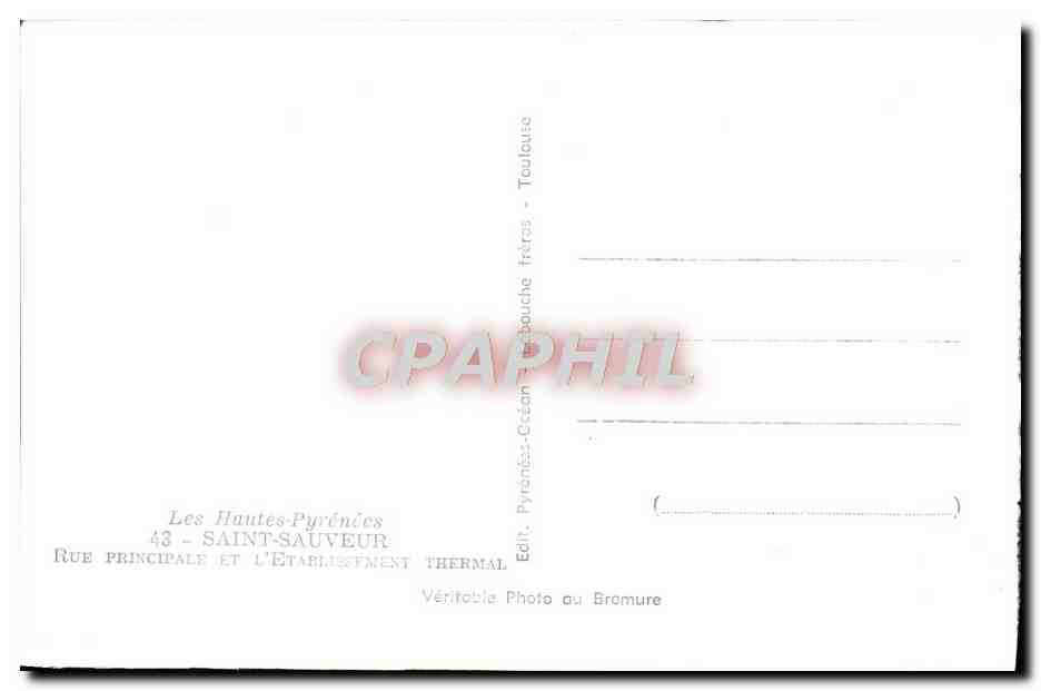 CPA Saint Sauveur Rue principale et l'etablissement thermal — Verso