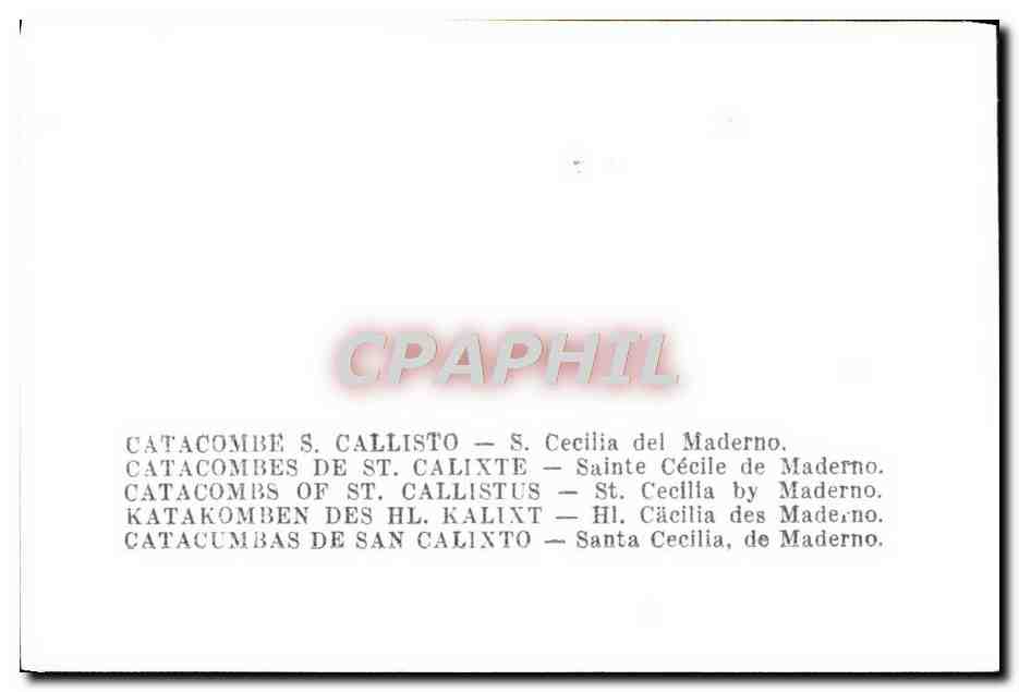CPM Catacombe Callisto S Cecilia del Maderno — Rückseite