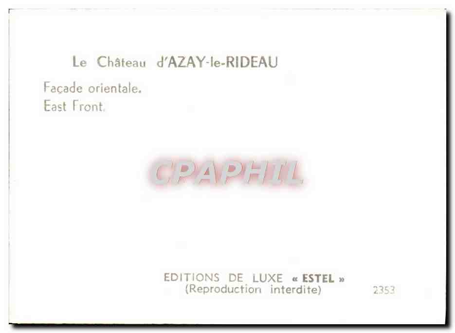 CPM Le Chateau Azay le Rideau Facade orientale — Rückseite