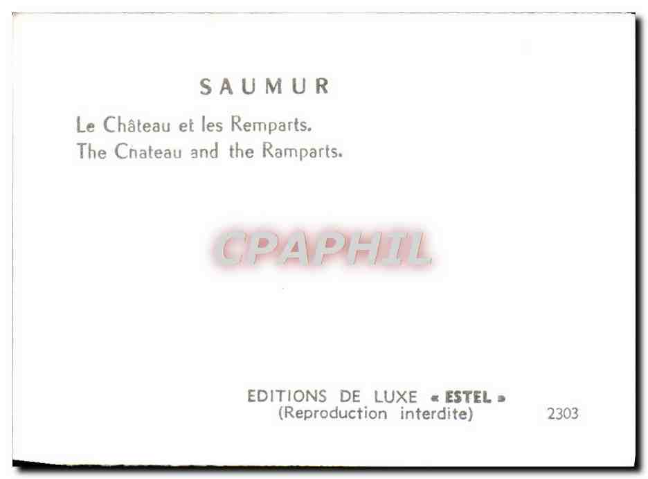 CPM Saumur Le Chateau et les Remparts — Rückseite