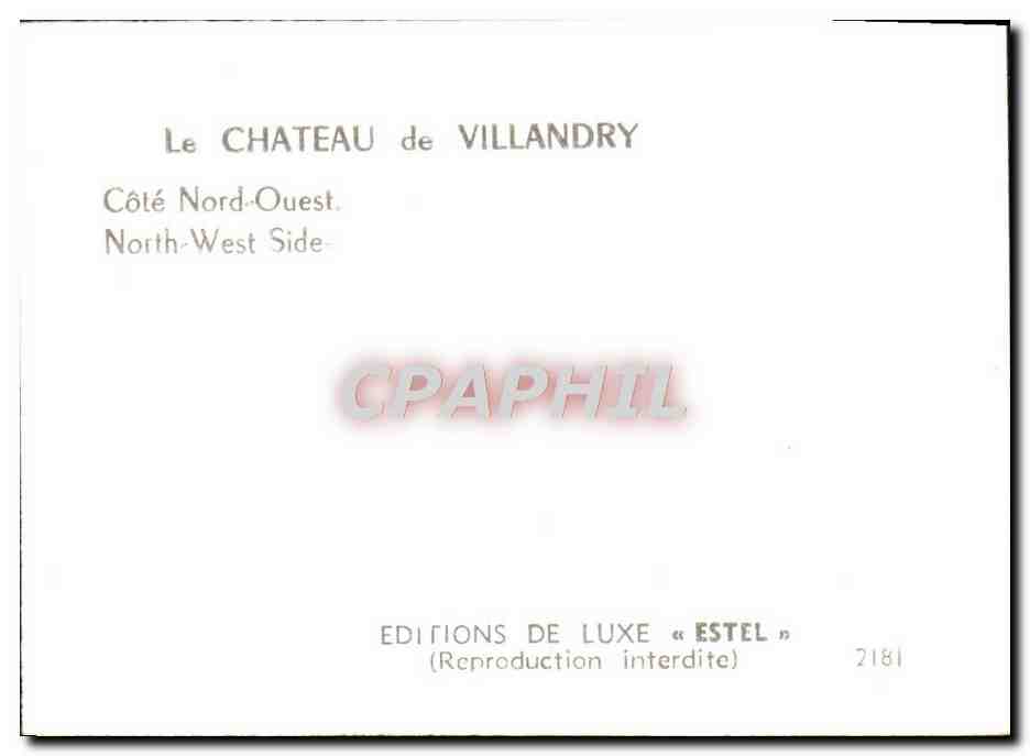 CPM Le Chateau de Villandry Cote Nord Ouest — Rückseite