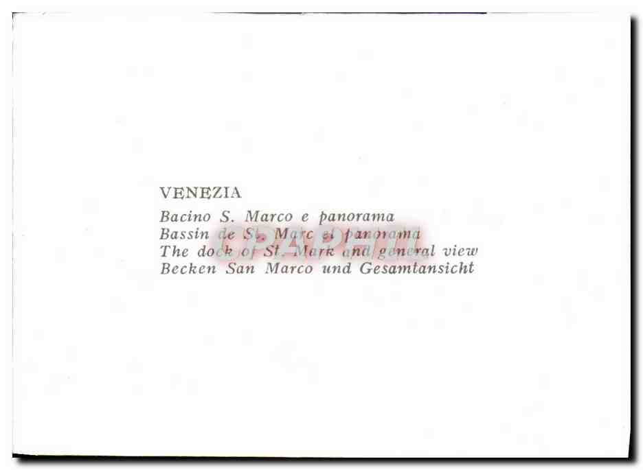 CPM Venezia Bacino S Marco e panorama Bateaux — Rückseite