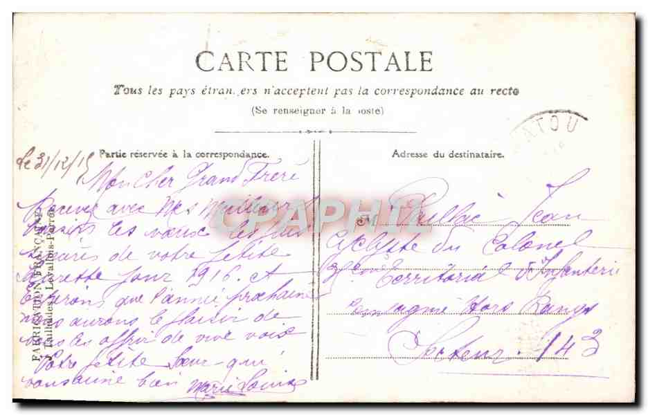 CPA Fantaisie Enfant Infirmiere Croix Rouge Militaria  — Rückseite