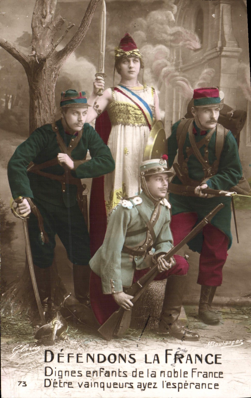 CPA Fantaisie Defendons la France Militaria 