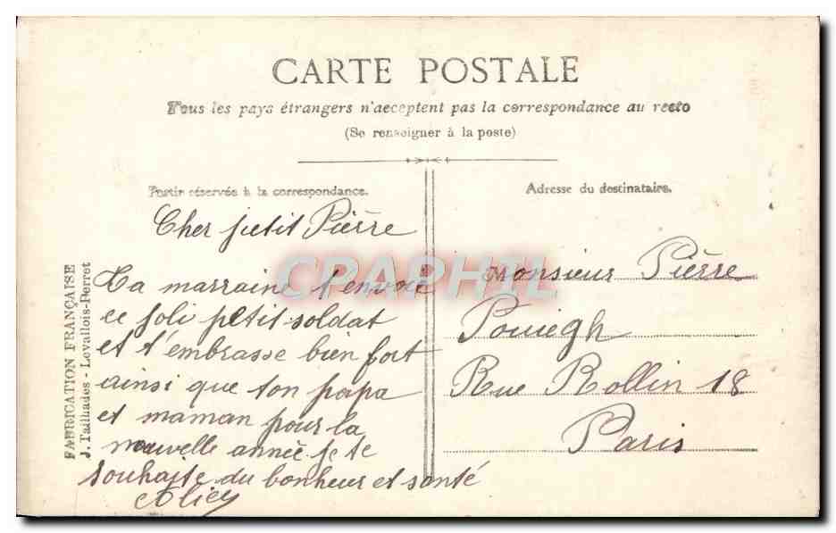 CPA Fantaisie Enfant Militaria — Rückseite