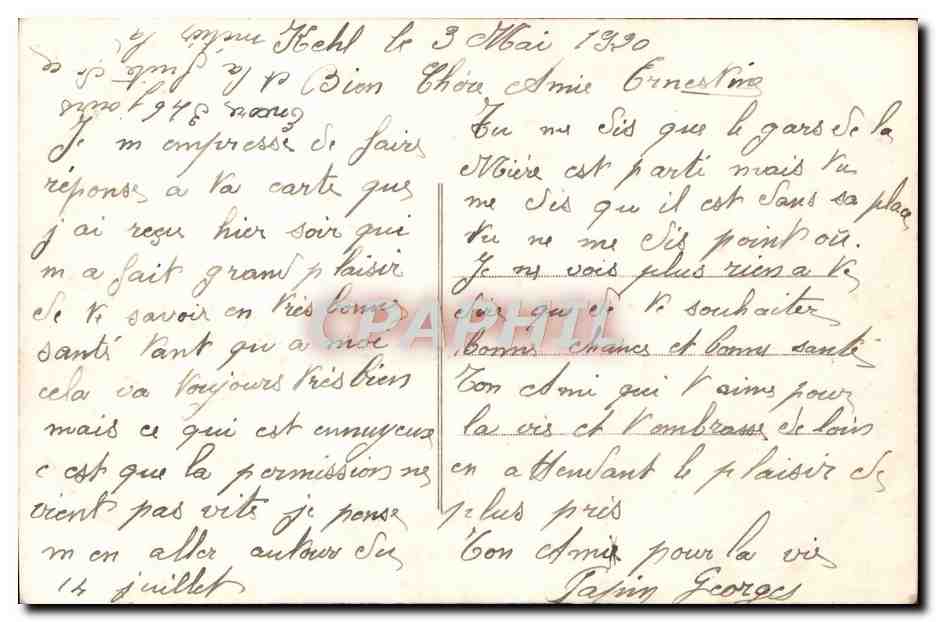 Soldat et femme — scène affectueuse — éditeur TC n°161 — Reverso