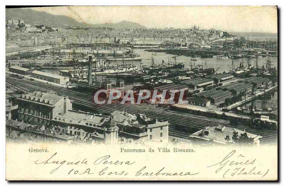 CPA Genova Panorama da Villa Rosazza Bateaux 