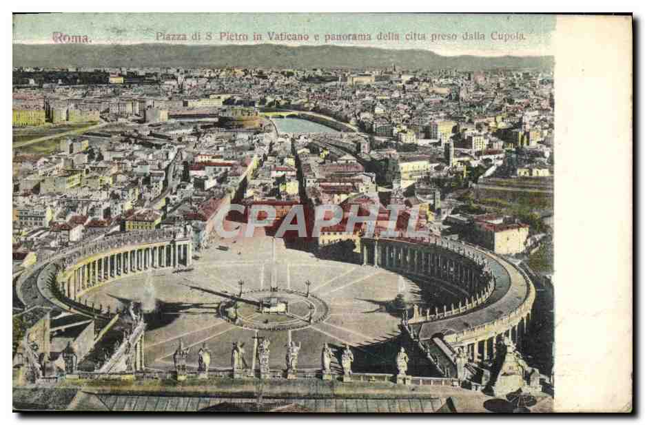 CPA Roma Piazza di S Pietro in Vaticano e panorama della citta preso dalla Cupola 