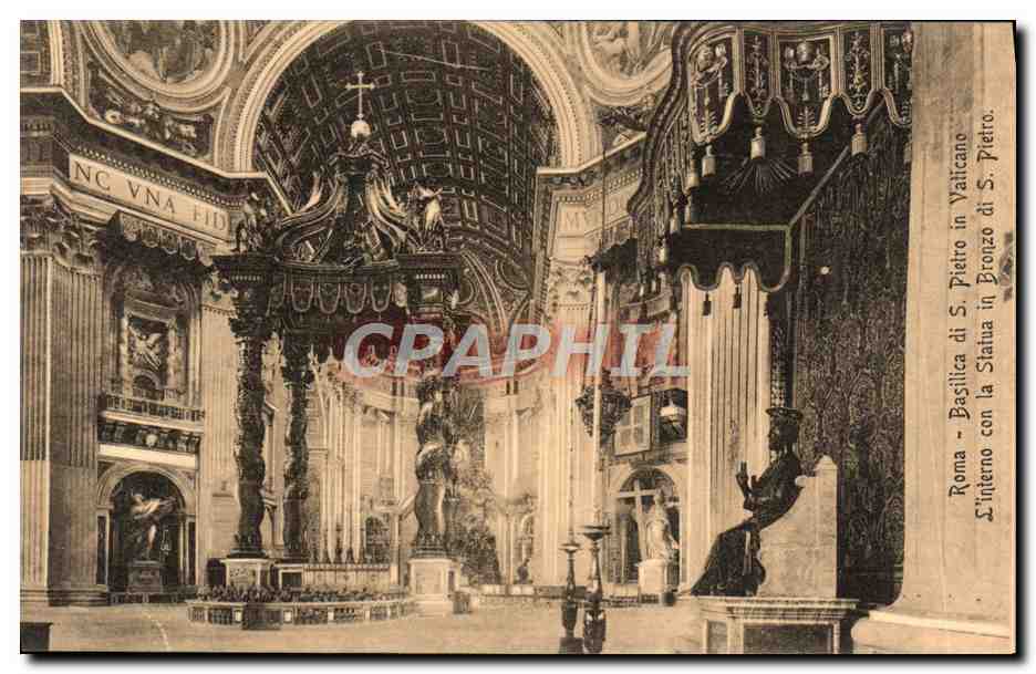 CPA Roma Basilica di S Pietro in Vaticano L'interno con la statua in Bronzo di S Pietro