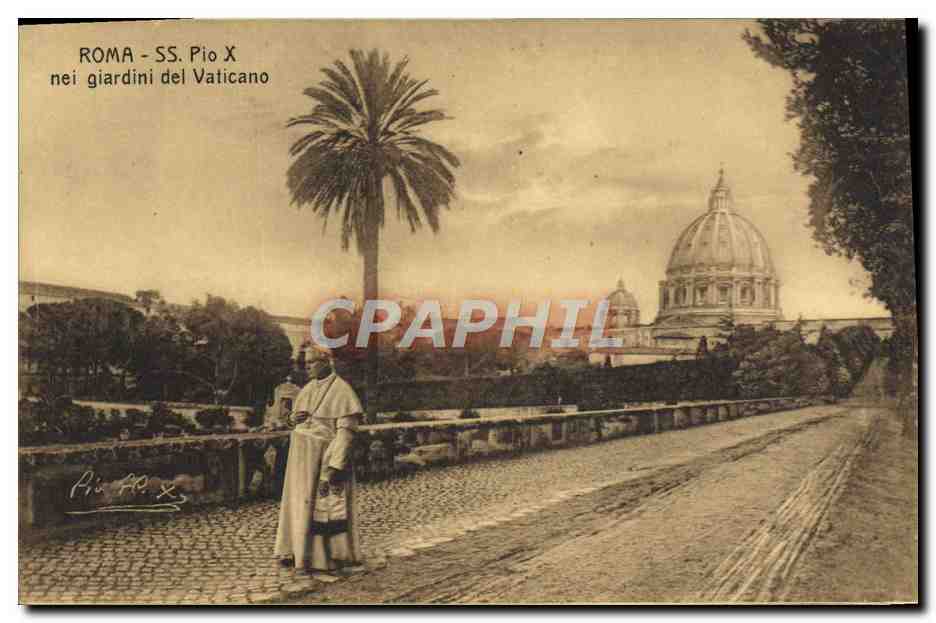 CPA Roma SS Pio X nei giardini del Vaticano Pape