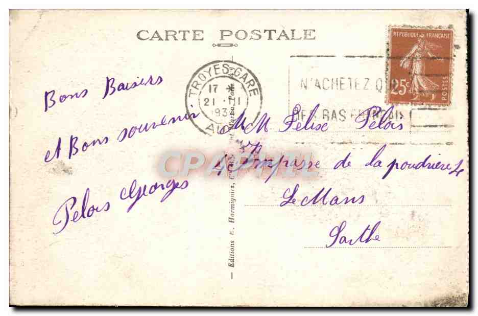 CPA Troyes Grille de l'Hotel Dieu  — Rückseite