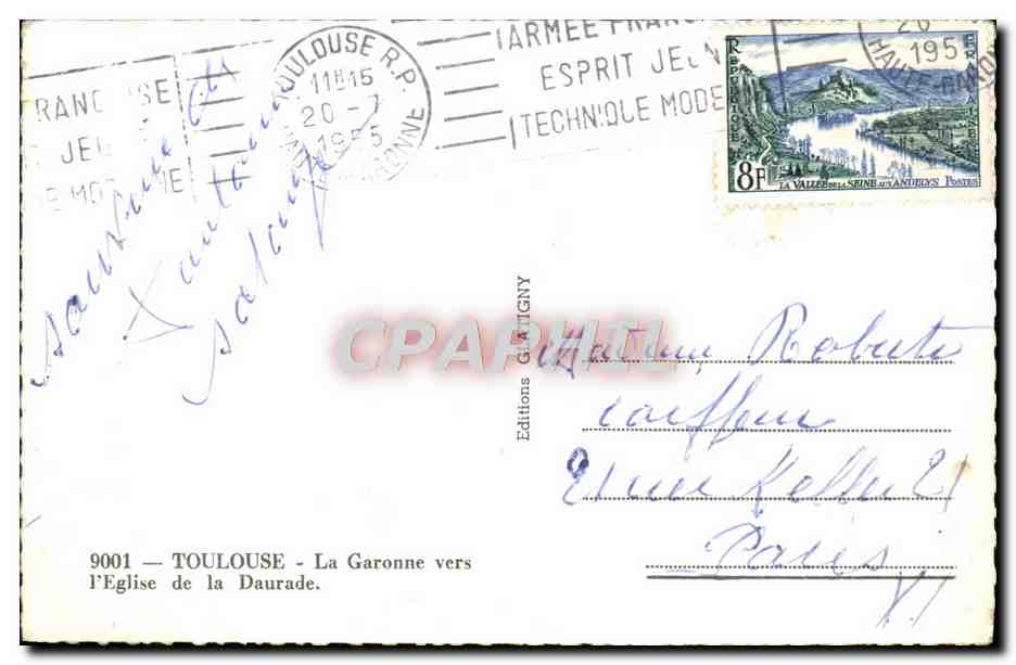Toulouse — La Garonne vers l'Église de la Daurade — Éditions G. GUTIGNY — Verso