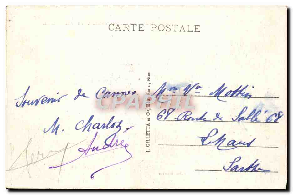 CPA Route de la Nouvelle Corniche Un coin de la route vers Theoule — Rückseite