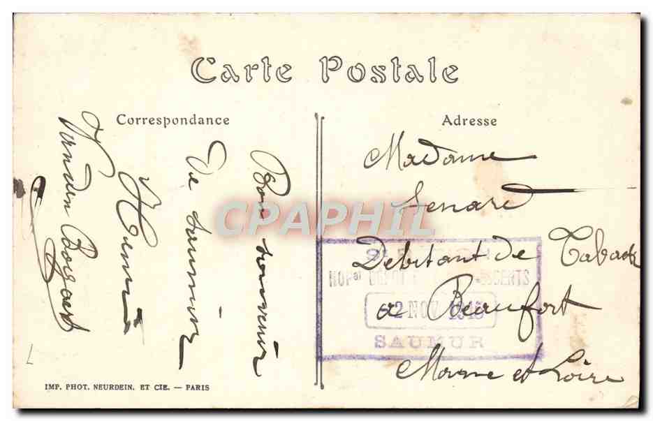 CPA Saumur Le Theatre Cachet Depot des Convalescents — Rückseite
