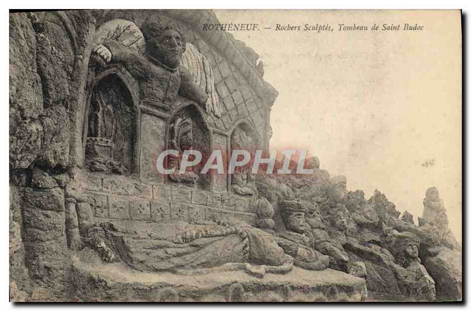 CPA Rotheneuf Rochers Sculptes Tombeau de Saint Budoc 