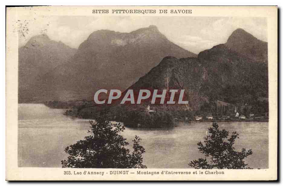 Lac d'Annecy — Montagne d'Entreverne et le Charbon — Sites pittoresques de Savoie — éditeur DUINGT, n° 303