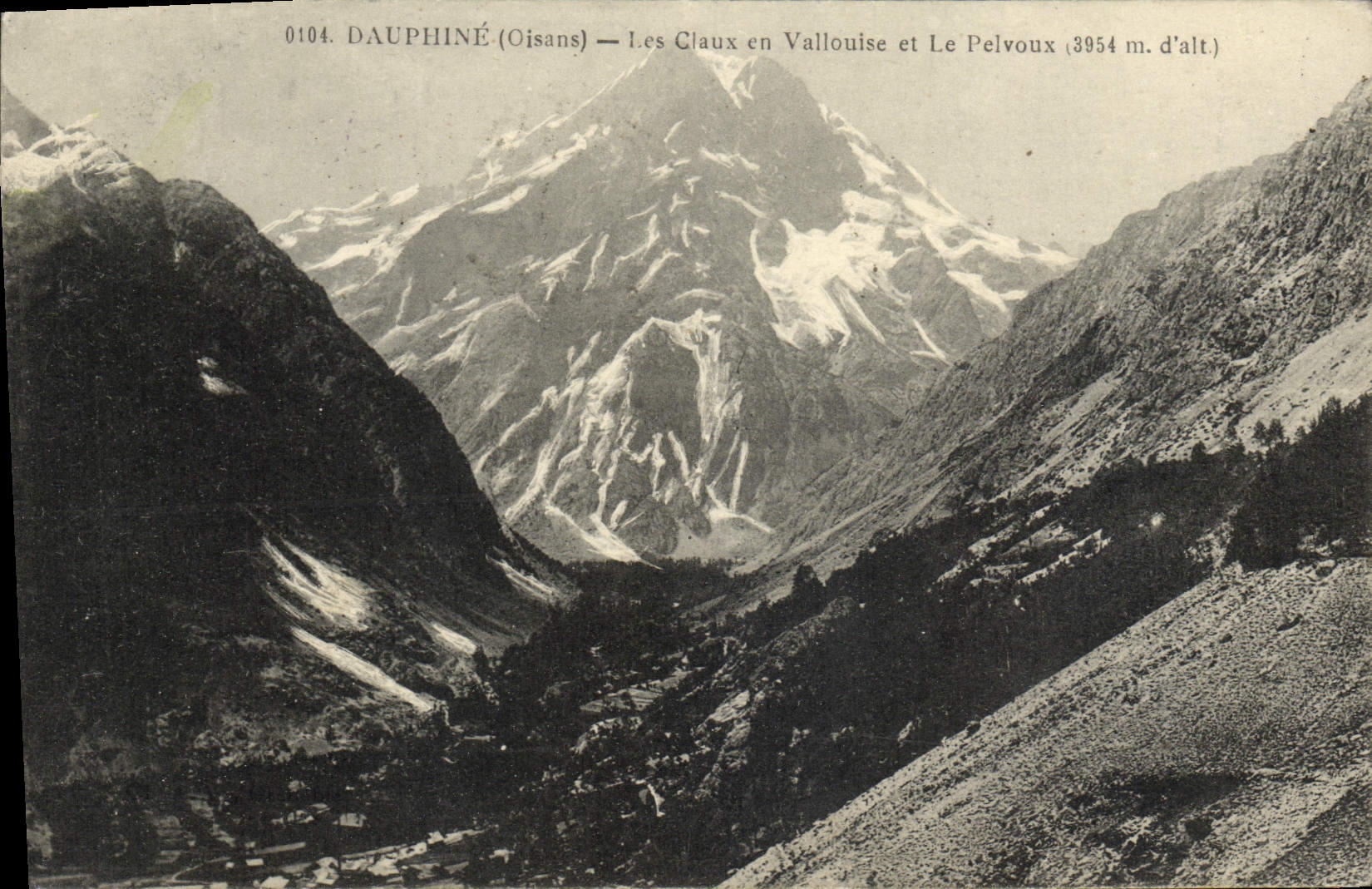 Les Caux en Vallouise et Le Pelvoux (3954 m.d'alt.) — Dauphiné (Oisans) — n° 0104
