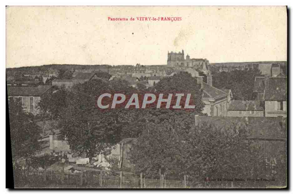 CPA Panorama de Vitry le Francois Cachet 132eme rgt d'infanterie 