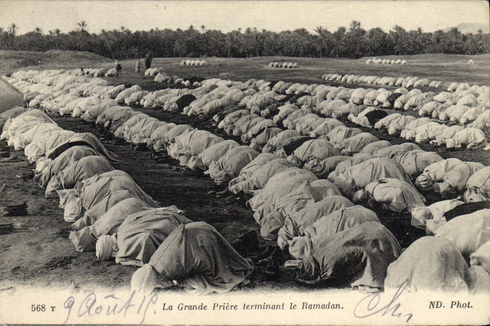 CPA La Grande Priere terminal le Ramadan cachet 4eme zouave Kairouan 