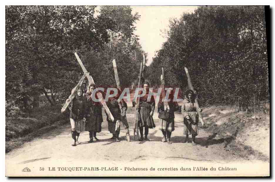 Le Touquet-Paris-Plage — Garnelenfischer in der Château-Allee — Verlag nicht sichtbar, Nr. 50