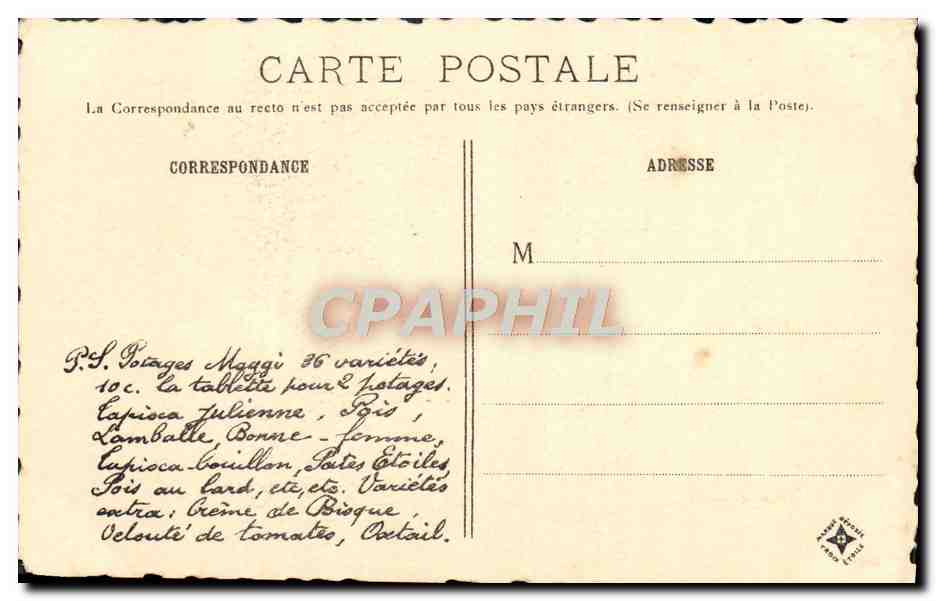 CPA Dinan La rue du Jerzual Publicite Maggi — Rückseite