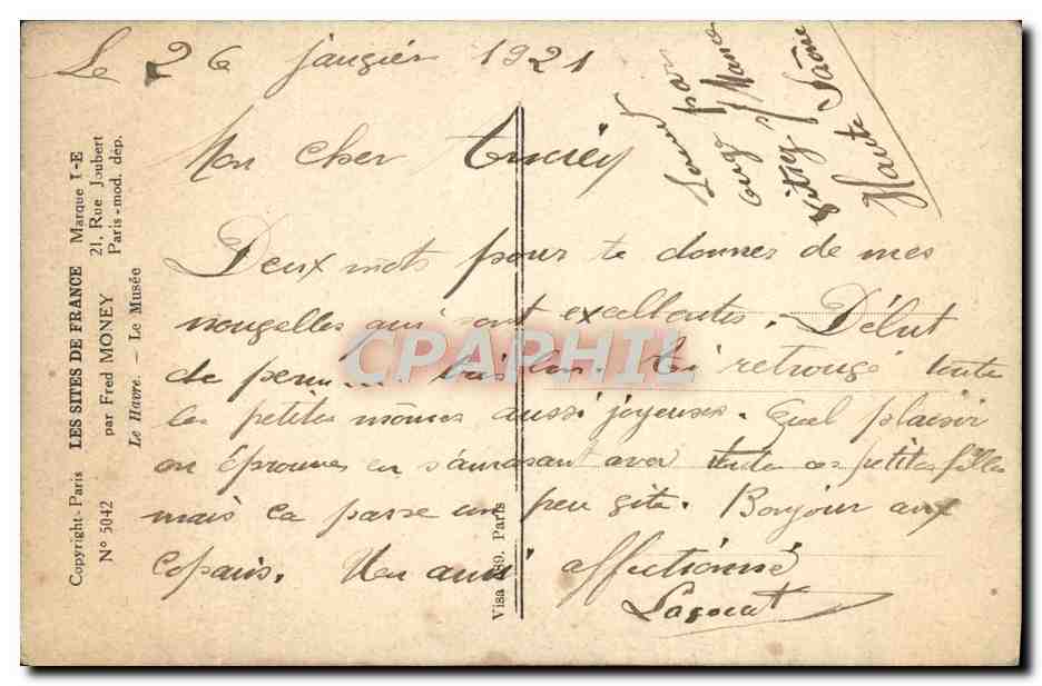 CPA La Havre Le Musee Fred Money — Rückseite
