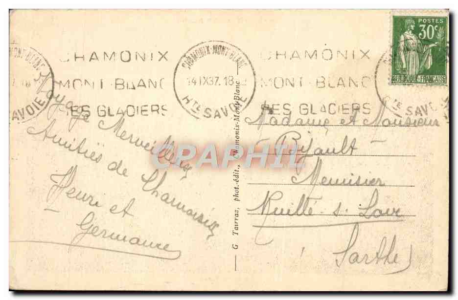CPA Chamonix Mont blanc  — Verso