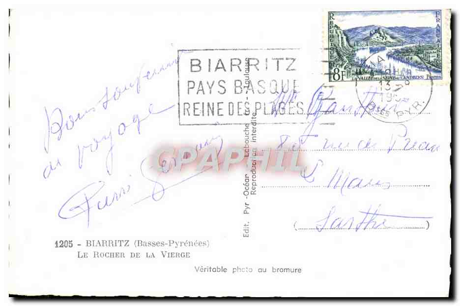 CPM Biarritz Le Rocher de la Vierge  — Rückseite
