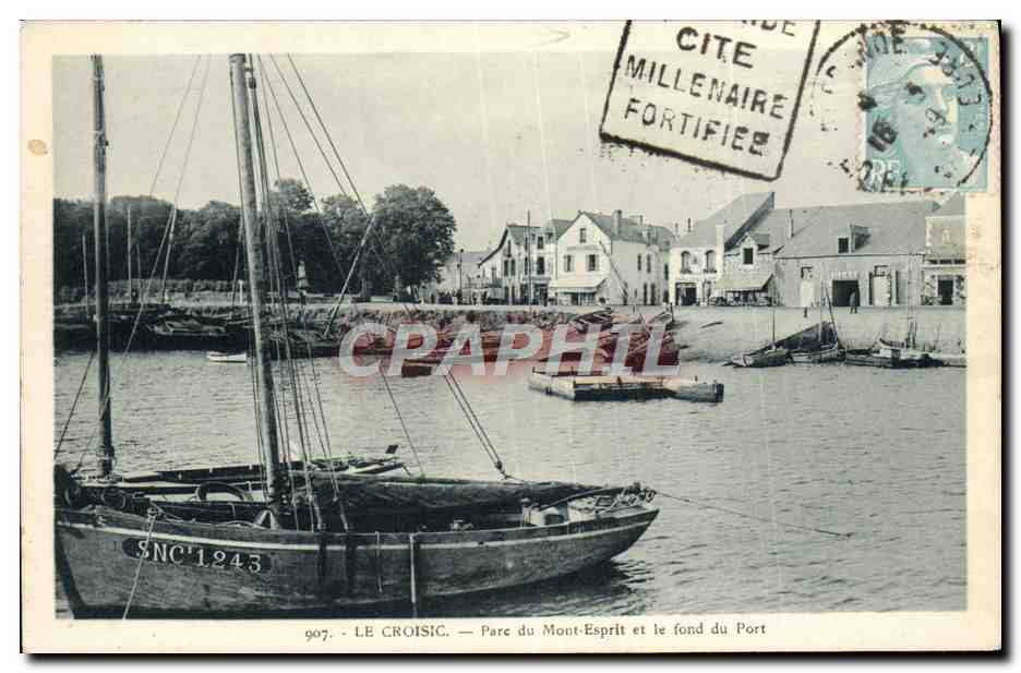 CPA Le Croisic Parc du Mont Esprit et le fond du Port Bateau Daguin 