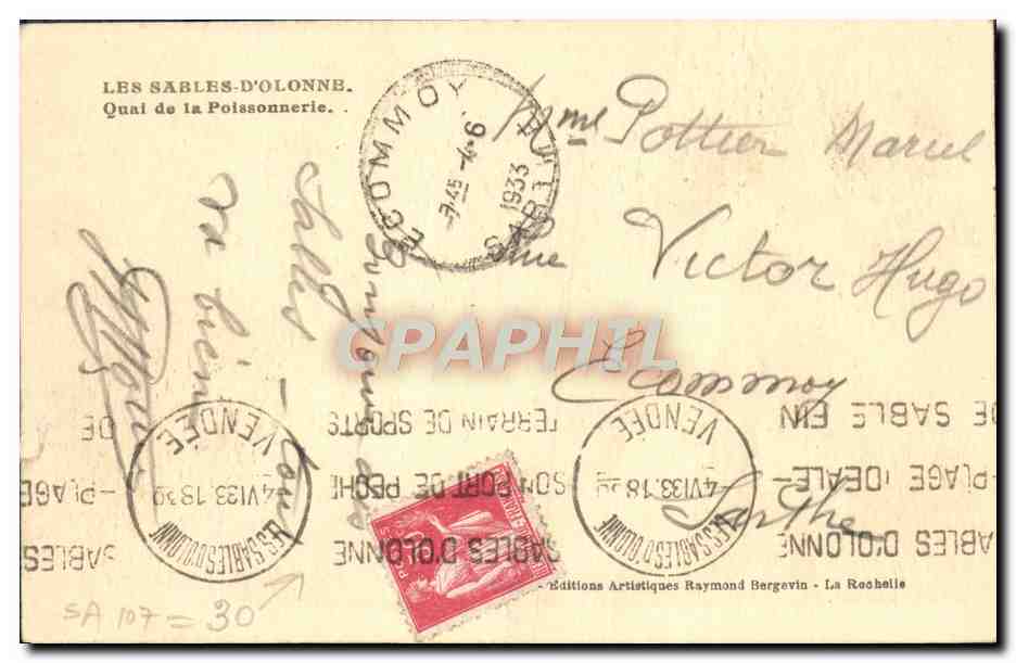 CPA Les Sables d'Olonne Quai de la Poissonnerie Bateaux — Rückseite