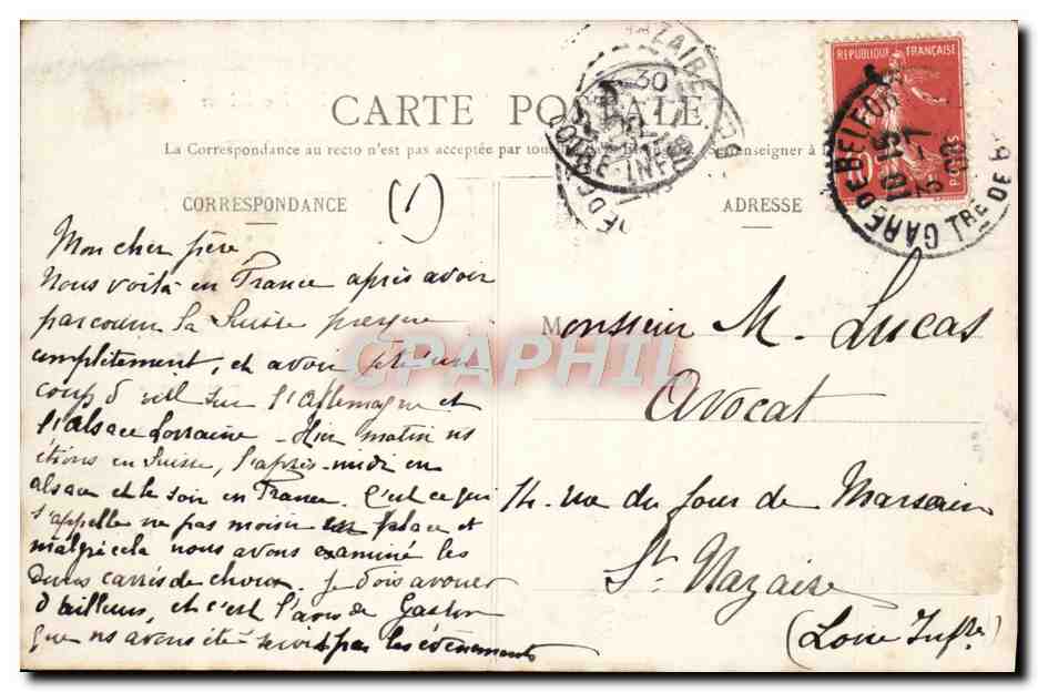 CPA Le Lion Belfort — Verso