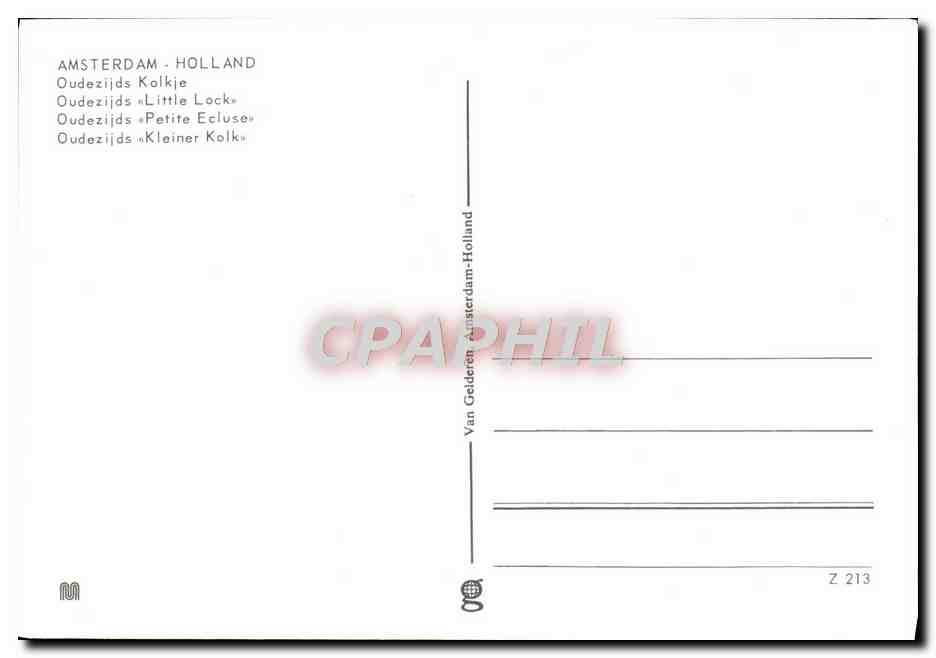Amsterdam - Hollande - Oudezijds Kolkje — CPAPHIL Z 213 — Rückseite