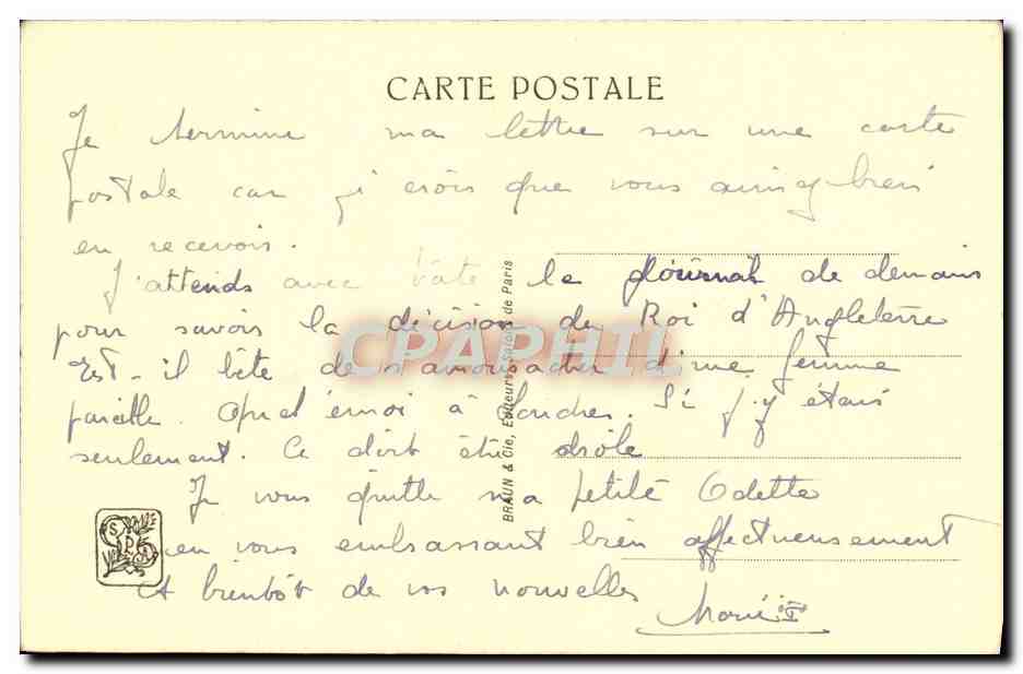 Enfant de Hollande — Ch. Walhain — n° 0674 — Verso