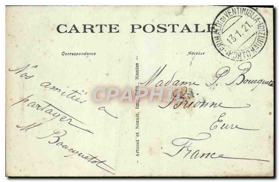 CPA Ponte San Luigi Confini Franco Italiani — Rückseite