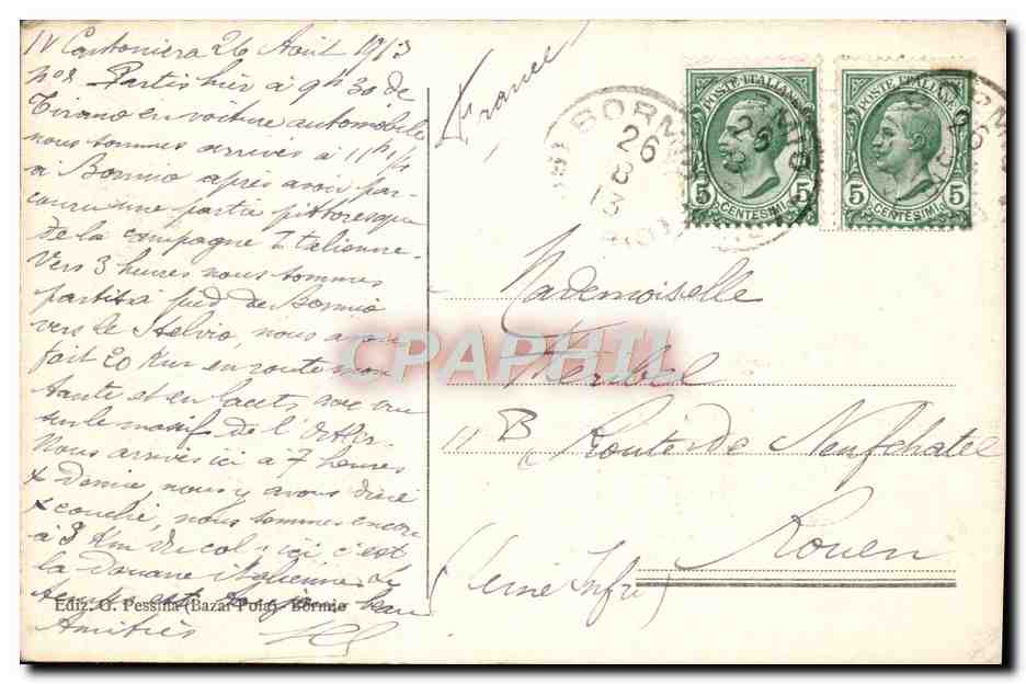 CPA Bormio Strada Dello Stelvio Cantoniera Piz Umbrail Douaniers Douane Militaria — Rückseite