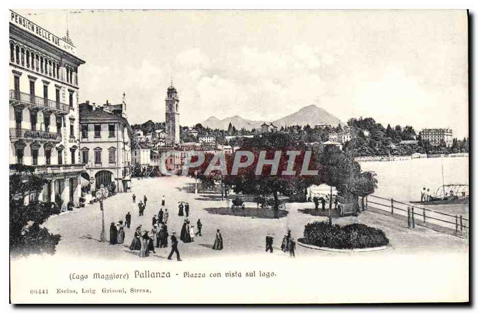 CPA Pallanza Piazza con vista sul lago