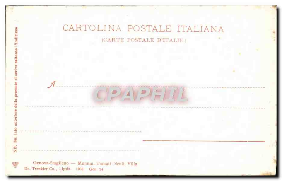 CPA Genova Staglieno Tomati  — Rückseite