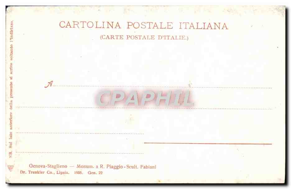 CPA Genova Staglieno Piaggio — Rückseite