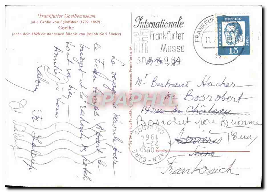 CPM Frankfurter Goethemuseum Grafin Von Egloffstein Goethe — Rückseite