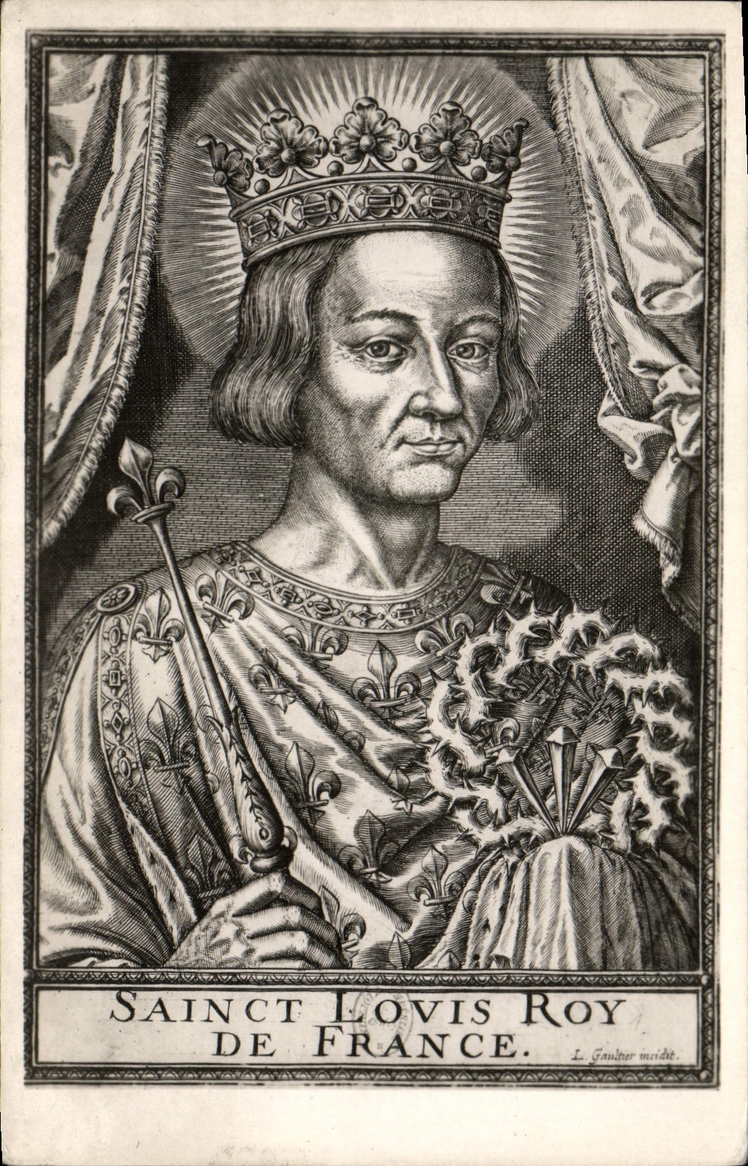Saint Louis, roi de France — gravure de Le Gaultier — série 407