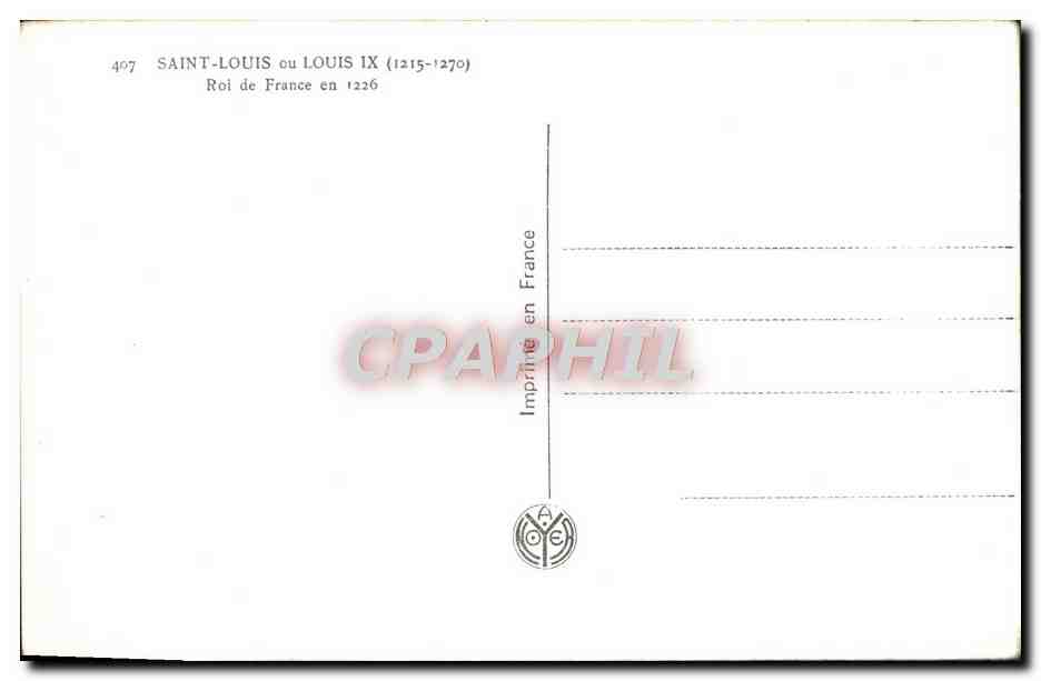 Saint Louis, roi de France — gravure de Le Gaultier — série 407 — Reverso