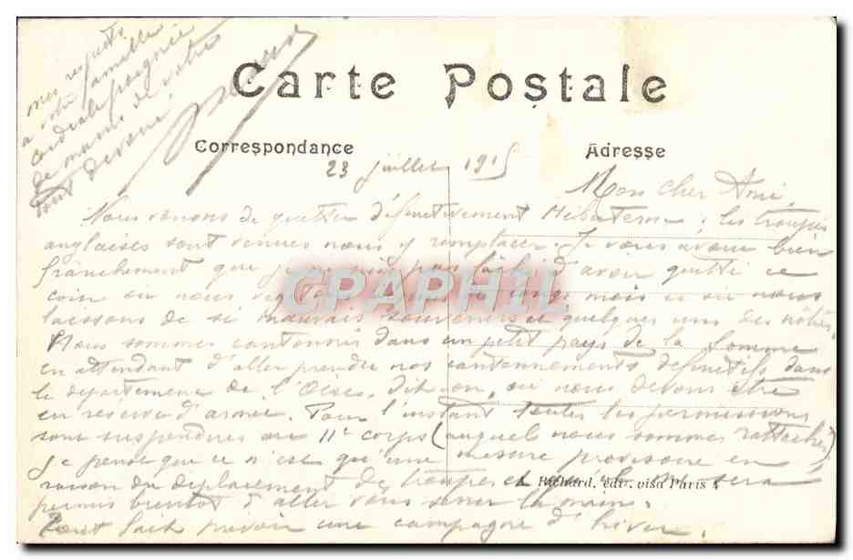 Messe op het front — Prediking — De Grote Oorlog 1914-15 — A.R. Territoriaal — Achterkant