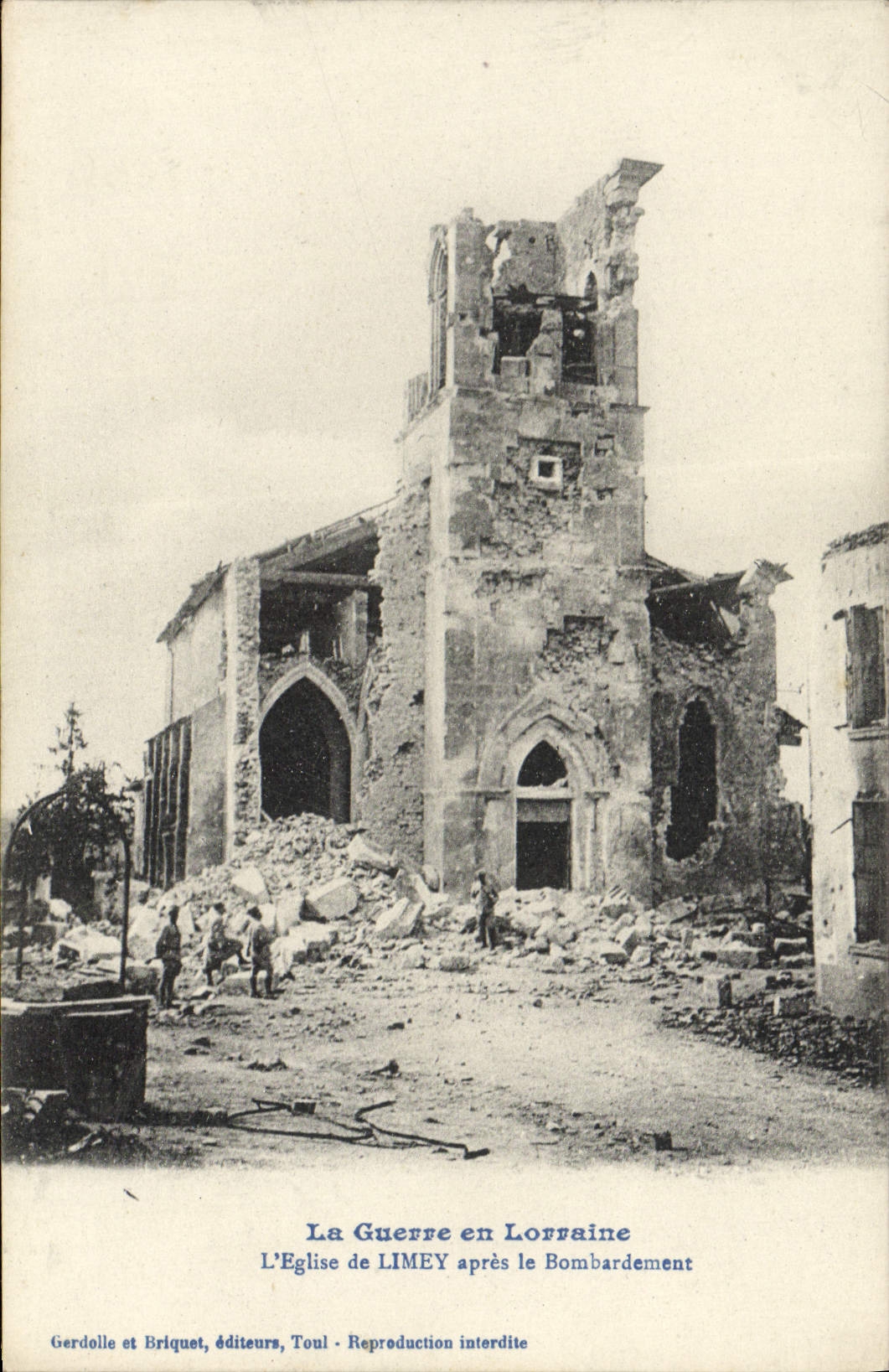 CPA Militaria La Guerre en Lorraine Limey apres le bombardement