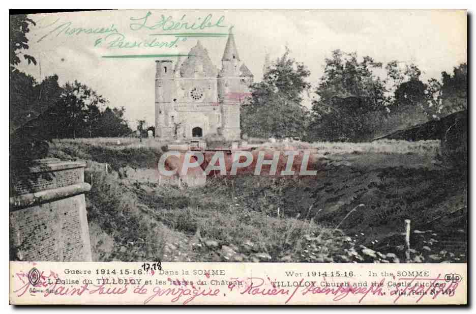 CPA Militaria Guerre Dans La Somme Tilloloy L'eglise et les restes du chateau 