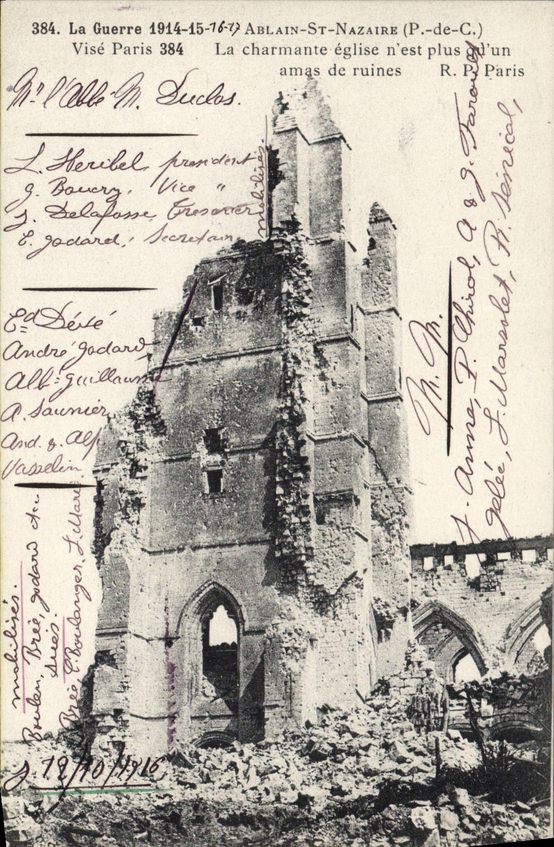 CPA Militaria La Guerre Ablains St Nazaire Eglise 