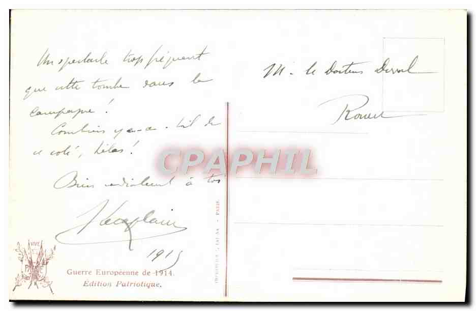 CPA Sur La Tombe Commune De Dix Soldats Du 5eme rgt d'infanterie le chien fidele Militaria — Rückseite