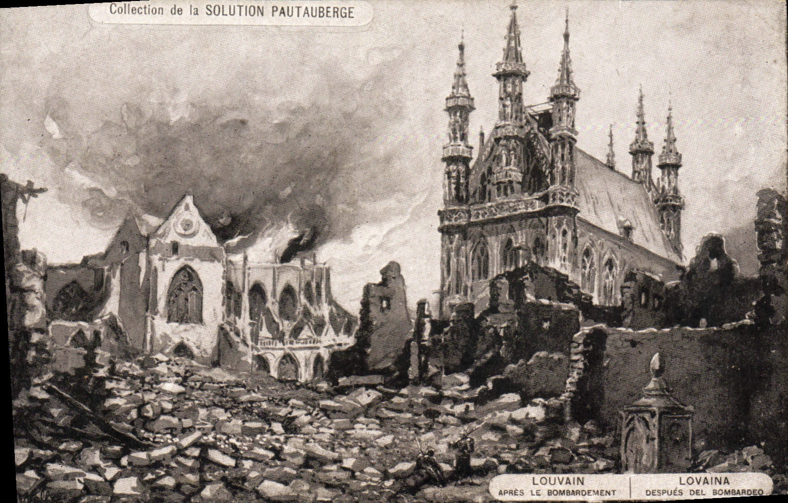CPA Louvain apres le bombardement Militaria