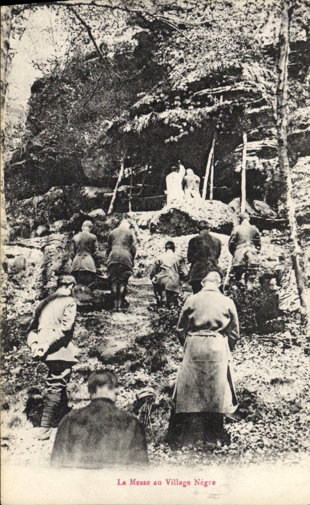 La Messe au Village Nègre — scène religieuse en forêt — Imprimeries Béonnes de Nancy
